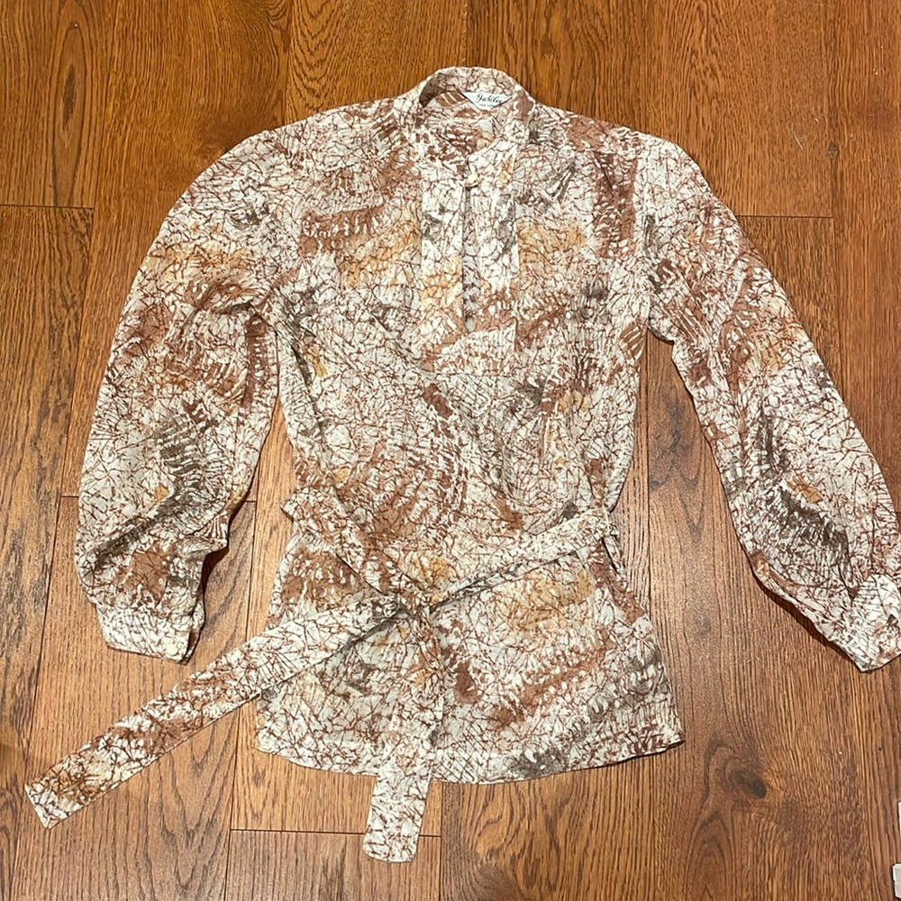 Vintage gauzy 1970s peasant blouse large